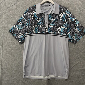 Tattoo Golf Polo Shirt Mens Sz L Gray‎ Geometric Performance Stretch